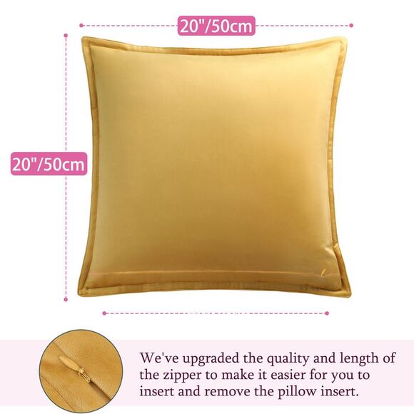 Velvet Throw Pillow Cover 2Pcs Cushion Cases 20"x20" Gold - Picture 4 of 6